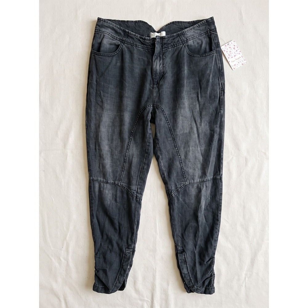 FREE PEOPLE Washed Black Tapered Paneled Ankle Snap Joggers Size 8